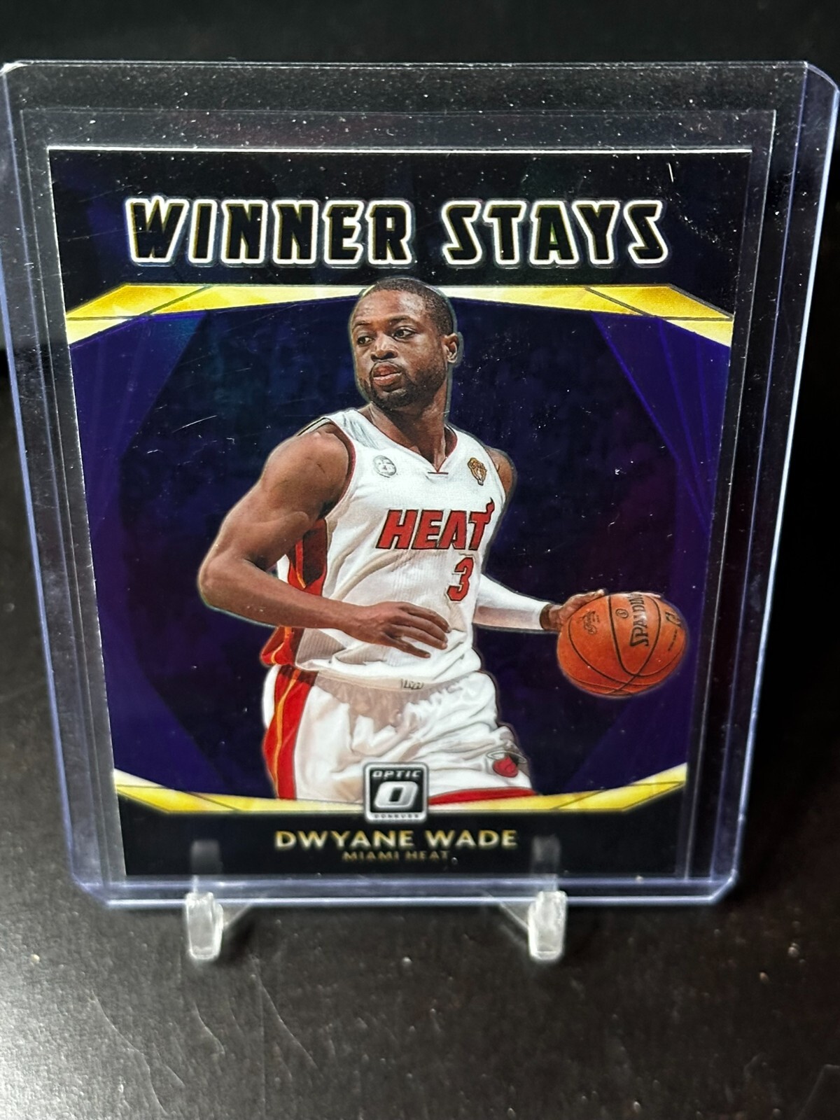 Dwyane Wade 2020-21 Donruss Optic Winner Stays Insert #16 Purple Holo Parallel