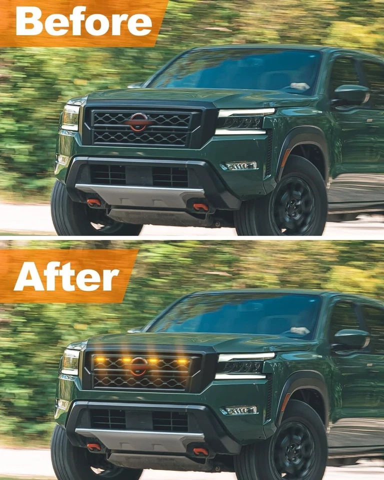 For Nissan Frontier 2022 2023 2024 Grill Lights Amber Raptor Style LED DRL 4X X - Image 3 of 4