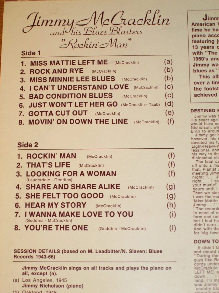 LOT of 2 IMPORT BLUES LPs - JIMMY McCRACKLIN - ROUTE 66 KIX-12 & KIX-29 - Image 2 of 4