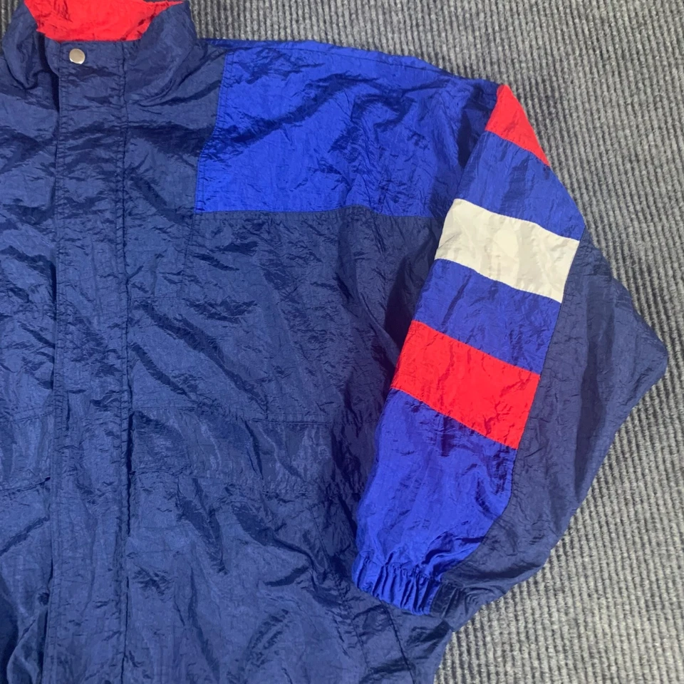 Chaqueta de Colección Ropa Activa Para Hombre Extra Grande Azul Nylon Cremallera Completa Cortavientos Retro Años 90 Foto 4 de 4