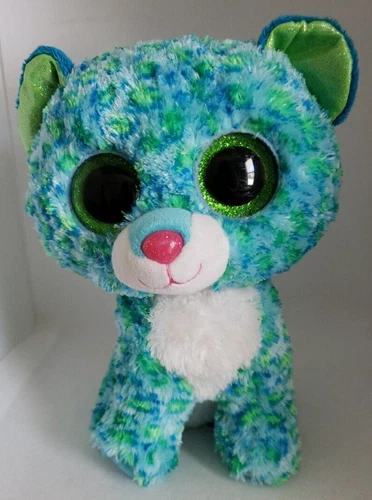Vintage 2014 Ty Beanie Boos Leona Blue Leopard Regular Plush
