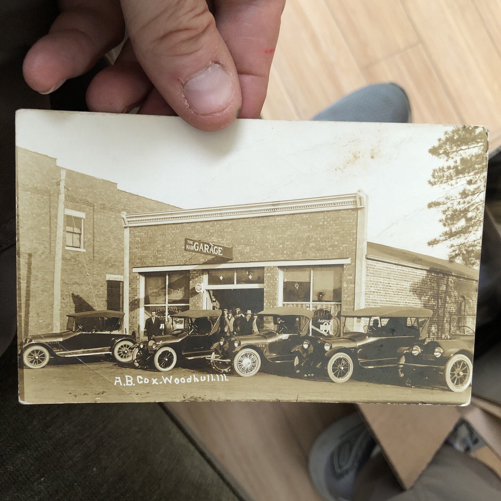 Wow Old Rare RPPC Real Photo Postcard Woodhull Illinois Car Dealership