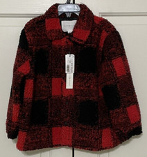 NWT Scene  Heard size 4/5 red black plaid Sherpa jacket boys or girls