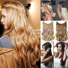 Thick Long Wavy 100% Human Remy Halos Secret Invisible Wire Hair Extensions