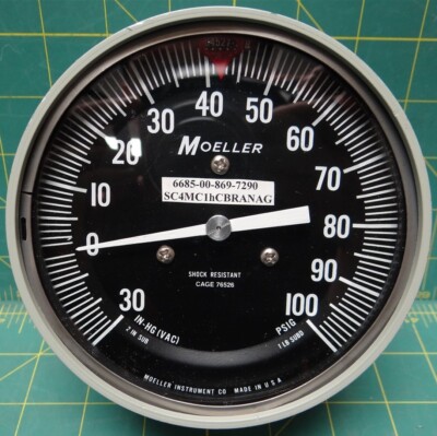 4 1/2'' Compound Pressure- Vacuum Gauge 30 - 0 - 100 NSN: 6685-00-869-7290