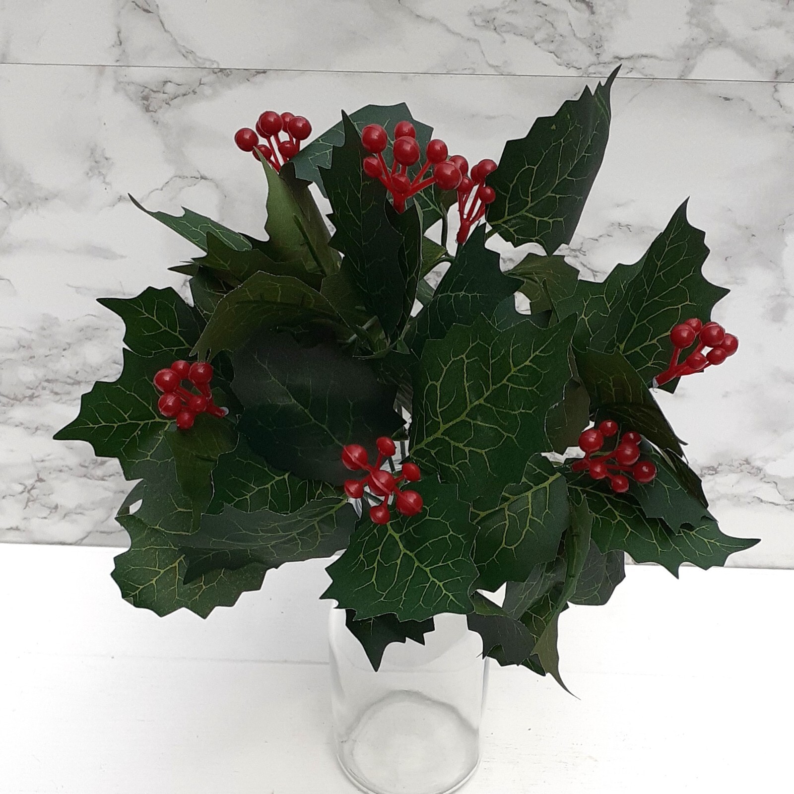 ARTIFICIAL SILK FLOWERS CHRISTMAS HOLLY BUNCH GREEN LEAVES eBay