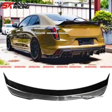 Real Carbon Fiber V Style Rear Boot Spoiler Wing Flap For Cadillac CT4 2020-2025