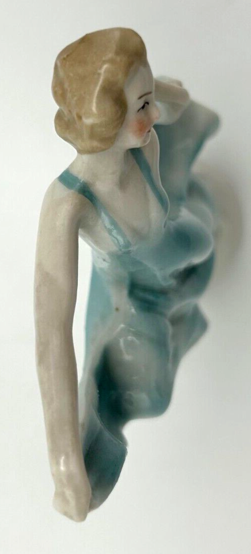 Art Deco Dancer Blue Porcelain Dancing Lady Figurine Marked