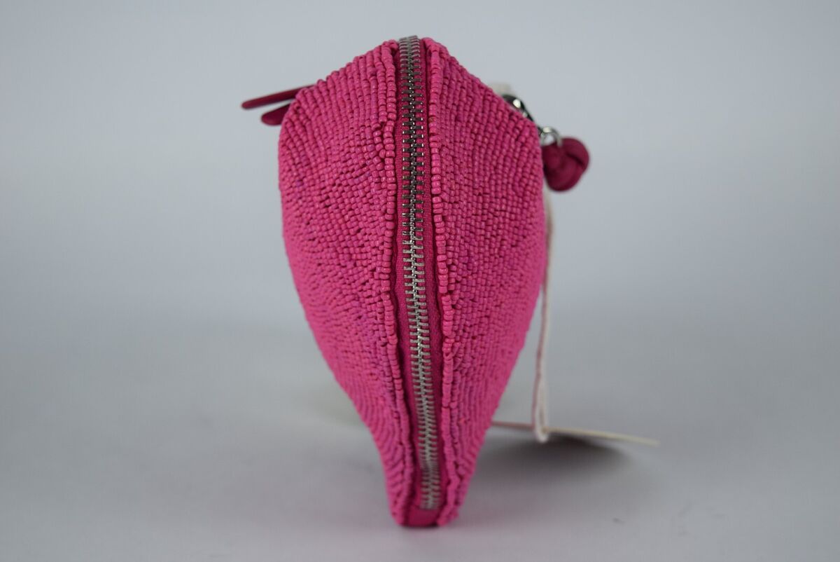 NWT STAUD Beaded Pink Blossom Heart Clutch Zipper Wristlet NWT STAUD Beaded Pink Blossom Heart Clutch Zipper Wristlet