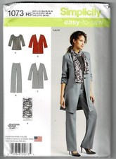 Simplicity 1073 Misses Coat/Jacket Scarf Knit Top Size 6-14 UNCUT FF