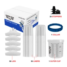 Finish-Rite Disposable Paint Cup Set 300cc 50 Lids & Liners W/Hard Cup