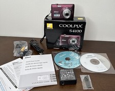 Nikon Coolpix S4100 14.0 MP Camera Plum Purple Box Charger Battery Tested CD