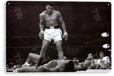 TIN SIGN Muhammad Ali Boxing Ring Historic Photo Metal Décor A132
