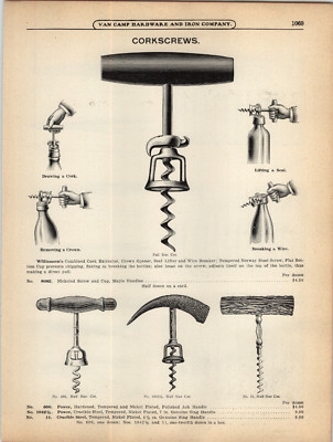 1908 PAPER AD 2 PG Cork Screws Willamson's Stag Handle Norwat Steel