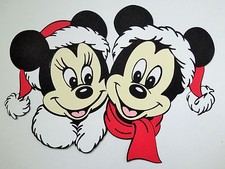Mickey Minnie Mouse Christmas Santa Hats Paper Die Cut Scrapbook Embellishment