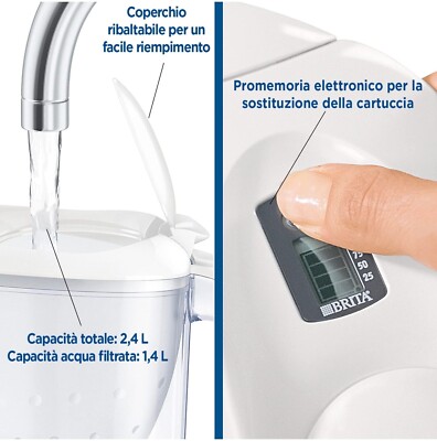 Brocca Filtrante Brita Marella Bianco 2,4 L – Riduce Calcare E Cloro Per Acqua Fresca - 2