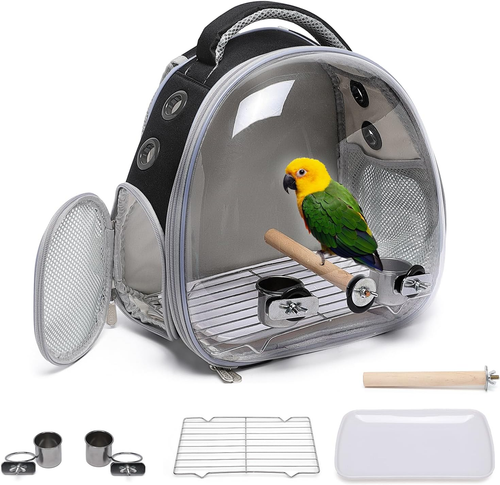 Bird Carrier Cage, Pet Travel Carrier Backpack with Standing Perch,Parrot Cockat - Picture 9 of 12