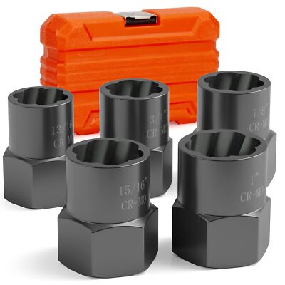 5PCS Bolt Extractor Kit Heavy Duty, 1/2'' Drive Impact Lug Nut Remover Tool, N...