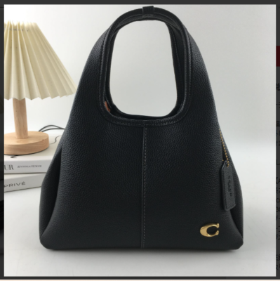 COACH CM545 Lana Shoulder Bag 23 Polished Pebble Leather Black