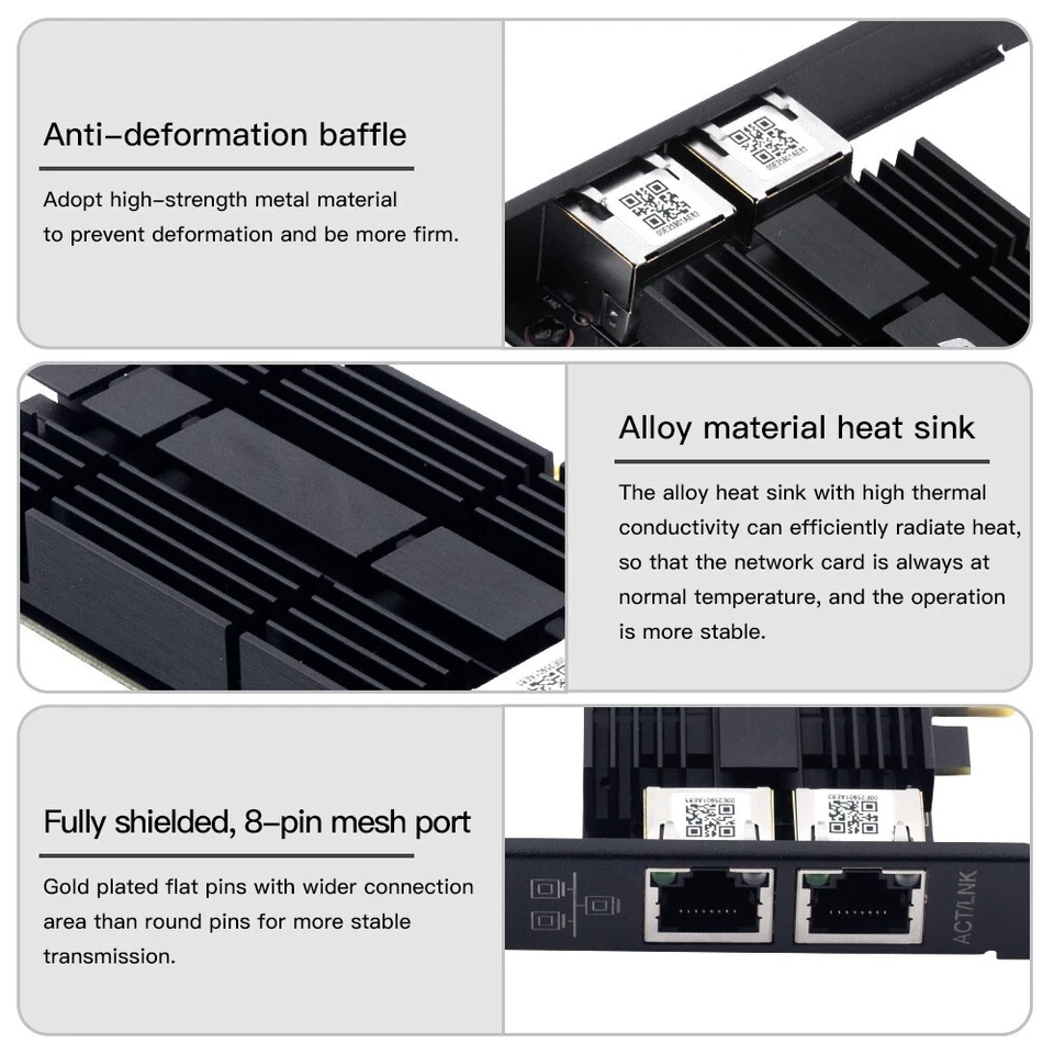 Dual Port 2.5GB Network Card PCIE X1 to RJ-45 Intel I226 Controller NIC Adapter - Image 4 of 4