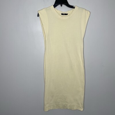 BASSIKE Turnback Dress Women Small Yellow Organic Cotton Jersey Mini Shift  | eBay
