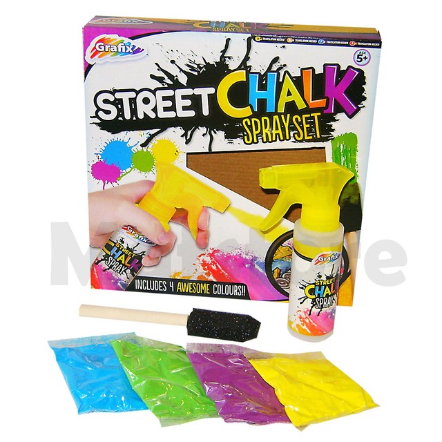 Grafix Street Chalk Spray Set Kids Paints Graffiti 4 Colours Bottles