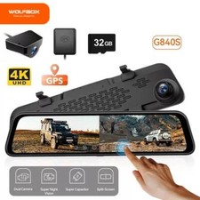 4K 12" Dual Dash Cam Car Rear View Mirror GPS Camera Video Recorder Night Vision