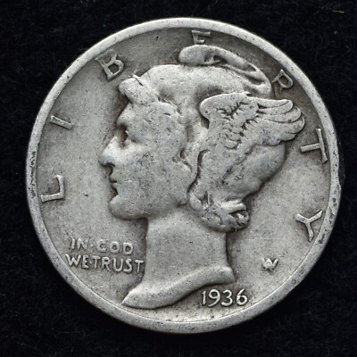 1936 Mercury Silver Dime GOOD / VG FREE SHIPPING 