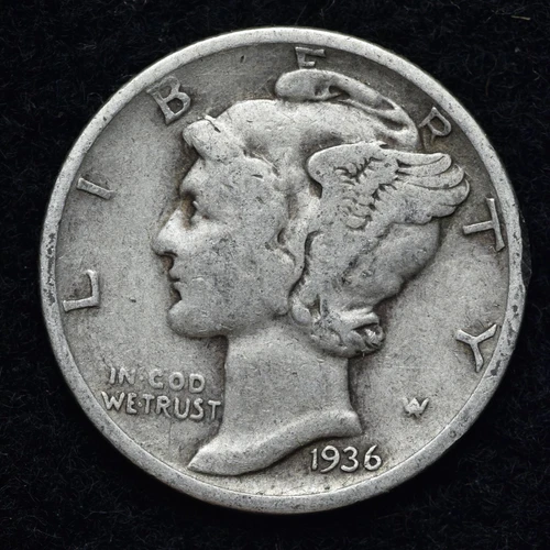 1936 Mercury Silver Dime GOOD / VG FREE SHIPPING