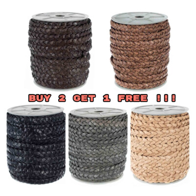 Craft County Flat Braided Leather Cord 5 mm 1 Foot - BUY 2 GET 1 FREE !!!!
