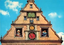 Rothenburg Germany, Master Drinker Art Clock Council Chambers, Vintage Postcard