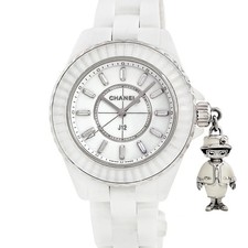 Chanel J12 H6478 Ceramic / 18K White Gold 33mm White Dial Quartz #HDW1201