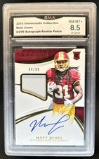 2015 Panini Immaculate Matt Jones RC Patch Auto #/99 Redskins GMA 8.5