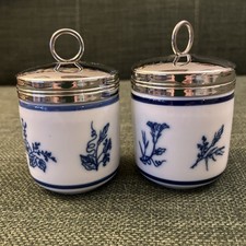 Williams Sonoma Blue Floral Porcelain Egg Cod...
