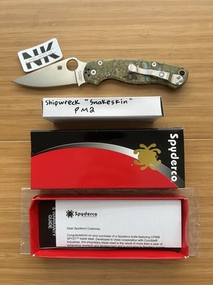 ワイルド　　コンゴ産　ポリプ　カミハタブリード Nodak Custom “Snakeskin” Shipwreck Brass Spyderco PM2 Satin SPY27