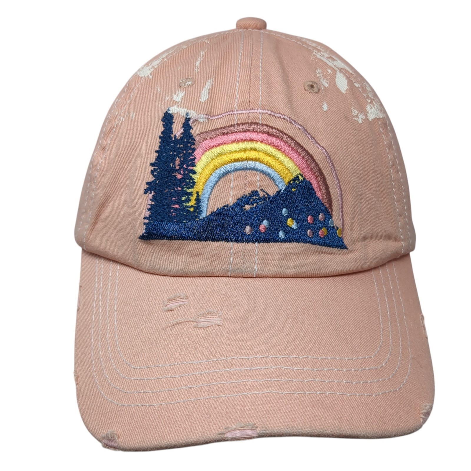 Rainbow Mountain Strapback Baseball Cap Pink One … - image 1