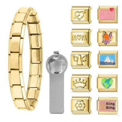 Italian Charm Bracelet Charms Set Gold Nomination Charms Brascelets 9mm Assorted