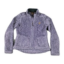 ARIAT Sherpa Fuzzy Fleece Jacket Purple Full Zip Pockets Womens USA Sz Medium