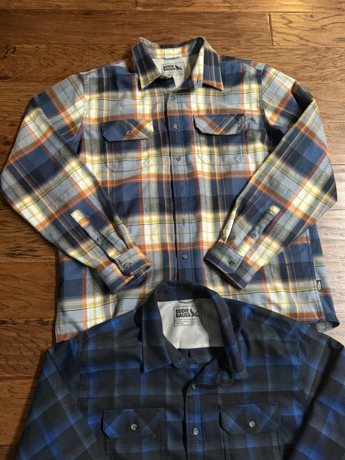 Eddie Bauer 100% Cotton Flannel Shirt Mens XLT Lot of 2