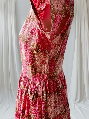 True Vintage 1950s Pink Floral Fit N Flare Cotton Dress - Classic Retro Style - Imagen 10 de 12