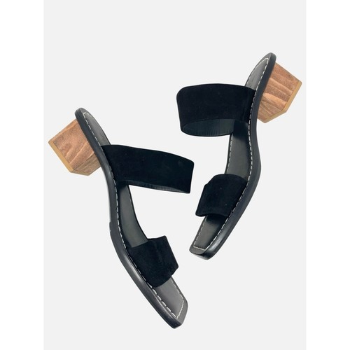 NEW Mercedes Castillo Lavinia Black Suede Block Low Heel Sandal Women's 8 $495