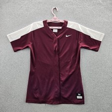 Nike Women Shirt M Maroon Colorblock Activewear Jersey Vapor Logo Softball