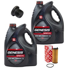 Motoröl Filter Set Genesis 5W-30 10 Liter + Schraube für Audi Q7 4.2 TDI quattro