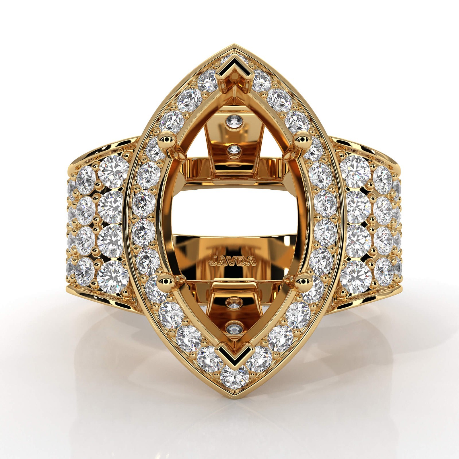 Marquise Diamond Engagement Antique Style Ring 14k Yellow Gold Semi ...