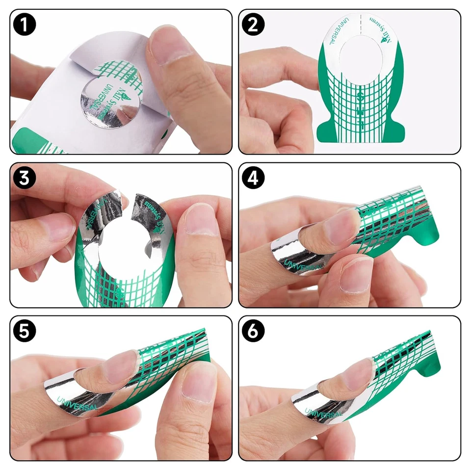 Formas de uñas para constructor de gel, 500 piezas formas de extensión de uñas, largo largo largo reutilizable Ti Foto 4 de 4