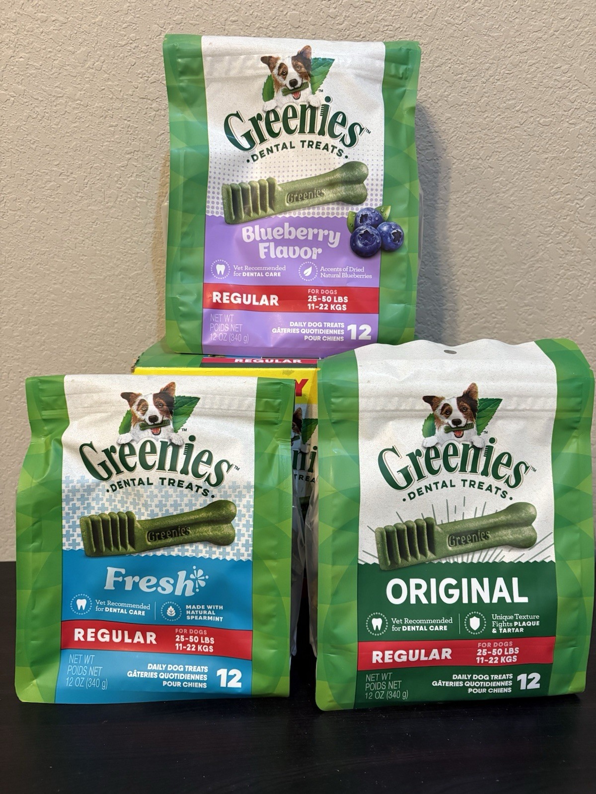 GREENIES 3 Flavor Variety Regular Size Dental Dog Treats 36 Count New In Box