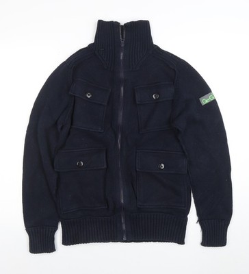 GoGoGo Herren Pullover blau durchgehender Reißverschluss hochgeschlossen Baumwolle M
