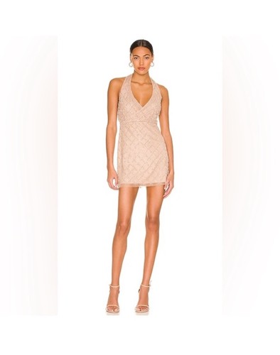 $328 NBD Jerry Embellished Mini Dress In Nude Size Small STUNNING!!!