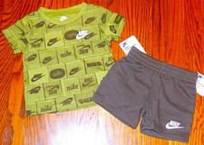 NIKE SPORT AUTHENTIC BABY BOYS BRAND NEW ORIGINAL 2Pc SHORTS SET Size 12M, NWT