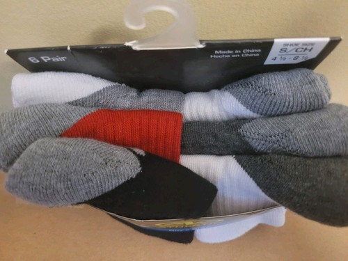 Athletic Works Boys Crew Socks - 6 Pairs Size Small 4 1/2-8 1/2 NEW - Picture 3 of 4